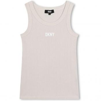 Camiseta de niña DKNY sin mangas de canalé con logo bordado modelo D60081_119