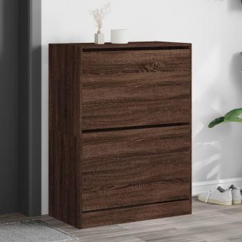 Mueble Zapatero 2 Cajones Abatibles Estantes Organizador Color Gris Hormigón, Gris Sonoma, Marrón Roble 80x42x108 cm