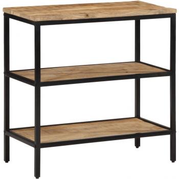 Mesa consola de madera maciza de mango rugosa 70x35x70 cm, color marrón, para salón, entrada o recibidor, mesa auxiliar