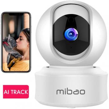 1080P Camaras De Vigilancia WiFi Interior Mibao Camara Vigilancia, HD Visión Nocturna, Detección de Movimiento Remoto, Alarma de Correo Electrónico, Audio Bidireccional, Monitor para Bebe/Perros