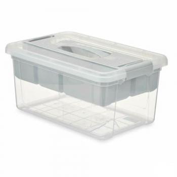 Caja Multiusos Gris Transparente Plástico 9 L 35,5 x 17 x 23,5 cm (6 Unidades) - Organizador Kipit