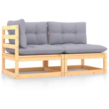 2-Piece Garden Lounge Set with Cushions Solid Pine Wood