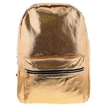 mujer moderna Metálico Cromo Mochila, Con Cremallera Cierre Características UN EXTRA Zippee bolsillo a la parte delantera de la Funda para Extra Room - Oro Rosa - U - Oro Color De Rosa, 33 EU