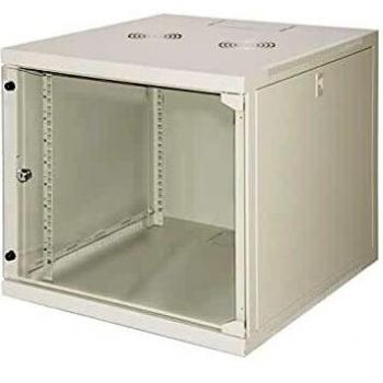 Armario Rack 19 9 Unidades de Pared 490x540x600 mm Color Gris Claro con Puerta de Vidrio