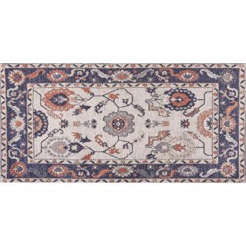 Alfombra de algodón azul beige rojo 80 x 150 cm poliéster oriental desgastado Kabta