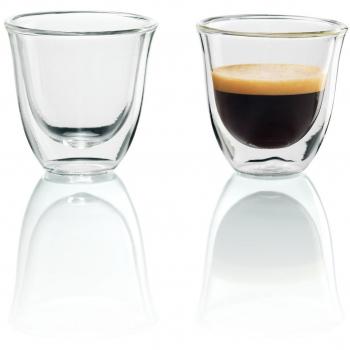 De'Longhi 5513214591 - Juego de vasos para Espresso, 2 unidades, 60 ml, apto para lavavajillas, pared doble vidrio templado, transparente