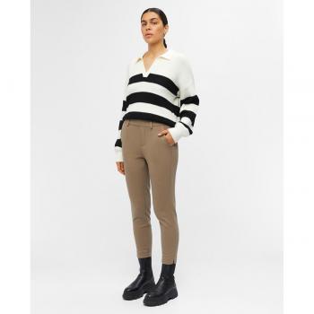 Pantalón Chino Lisa Slim Regular Fit para Mujer en Color Gris Fossil
