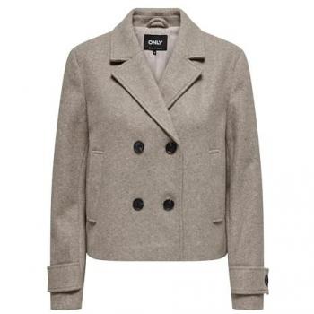 Abrigo corto Only Freja para mujer, color beige/moka melange, talla S