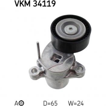 Polea tensora correa poli V SKF VKM 34119 con rodamiento, fabricada en material de alta calidad, diseñada para garantizar un rendimiento óptimo y durabilidad en sistemas de transmisión
