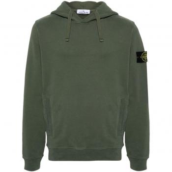 Stone Island Men's Logo Cotton Hoodie in Green | Size Medium | 811560820V0059