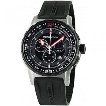 MOMO DESIGN MEN'S PILOT PRO 46MM BLACK RUBBER BAND QUARTZ WATCH MD2164SS-11