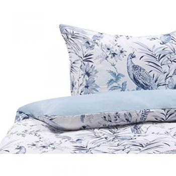Conjunto de Fundas de Edredón y Almohada en Algodón Mezclado Blanco y Azul con Estampado Floral 135 x 200 cm Estilo Boho Moderno Ballard