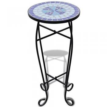 vidaXL Mosaic Side Table Plant Table Blue White