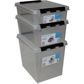 Orthex 3141516 Juego de 3 Clipbox Smart Store Classic 14, 15 y 16 caja plástico 40 x 30 x 35 cm, transparente