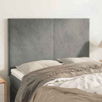 Cabeceros de terciopelo gris claro - 4 unidades - 72x5x78/88 cm