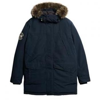 Parka Superdry Everest con capucha y pelaje sintético azul marino - Talla M