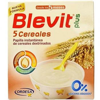 Blevit Plus 5 Cereales - Papilla de Cereales para Bebé con Harina de Avena y Harina de Trigo - Sin Azúcares añadidos - Ayuda a regular el tránsito intestinal - Desde los 5 meses - 600g