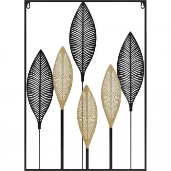 HOMCOM Decoración de Pared de Metal de Hojas de Plátano 3D