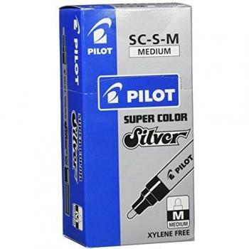 Pilot SC-S-M - Marcador Permanente de Color Plata, Paquete de 12 Unidades