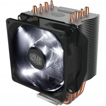 Cooler Master Hyper H411R Disipador CPU:Sistema Refrigeración Bajo Perfil, Tecnología Contacto Directo,4 Heatpipes Cobre, Heatsink Aluminio con Ventilador 92mm LED Blanco PWM,Compatible Intel y AMD