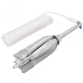 Ancla plegable de hierro maleable plateado con cuerda, capacidad de 10 kg
