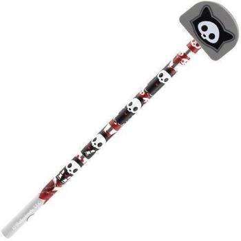 Skelanimals 11-0662 - Bolígrafo con goma de borrar, negro / blanco / rojo
