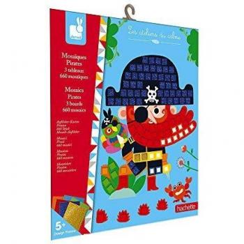 Janod - Estuche Mosaicos de Espuma Piratas - Les Ateliers Du Calme - Kit Infantil de Manualidades Creativas - Desarrolla la Motricidad Fina y la Concentración - A partir de 5 Años, J07897