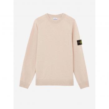 Stone Island Beige Virgin Wool Round-Neck Sweater for Men, Size L