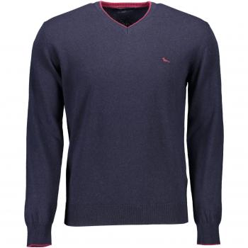 Chic V-Neck Sweater with Contrasting Accents - XXL, Harmont & Blaine Stylish V-Neck Pullover with Contrasting Accents, Blue male, Sizes: 2XL