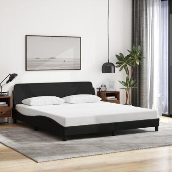 Estructura de cama con cabecero de tela negro 180x200 cm Vidaxl