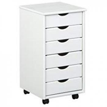 Cajonera Rodante de Oficina Simon - 6 Cajones - Color Blanco - Medidas: 36 x 65 x 40 cm