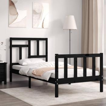 Cabecero de cama negro de madera maciza Vidaxl