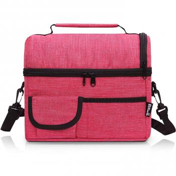 PuTwo Térmica Porta Alimentos 8L Hermética Bolsa Térmica Plegable Bolso Nevera Térmica Tela Bolsas Térmicas para Llevar Comida Nevera Almuerzo para Adulto Mujer Niños Trabajo Oficina Playa Viaje -Rosa
