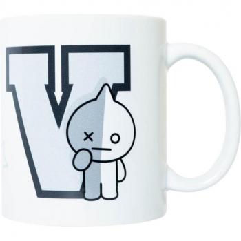 Taza de desayuno BT21 Van con diseño blanco y gris - Producto oficial con licencia Erik