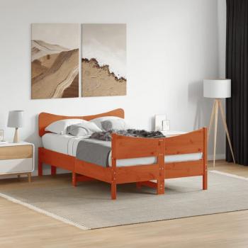 Estructura de Cama con Cabecero de Madera de Pino Marrón Cera 120x200 cm Vidaxl