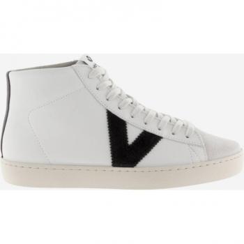 Victoria Berlin - Zapatillas deportivas unisex abotinadas de piel blanca con piezas de color y puntera de serraje