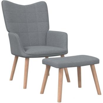 Sillón relax con reposapiés gris claro en tela