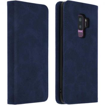 Funda tipo libro billetera vintage azul oscuro para Samsung Galaxy S9 Plus