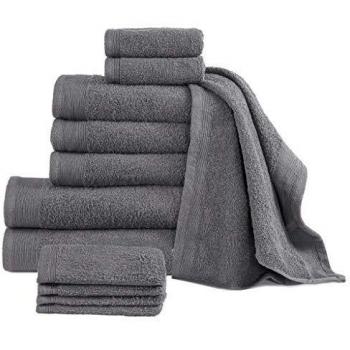 vidaXL Juego de toallas 12 piezas algodón gris antracita 450 g/m²