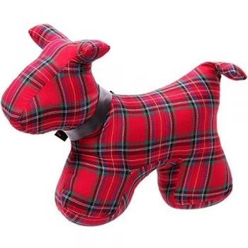 Práctico Tope para puerta en diseño moderno: Perro con Escocesa Roja patrón/schotten cuadros/Scottie 24 x 29 x 10 cm