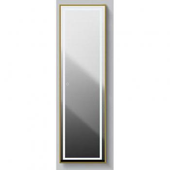 Espejo de baño rectangular New York Ledimex con iluminación LED frontal, acabado en oro cepillado, diseño moderno