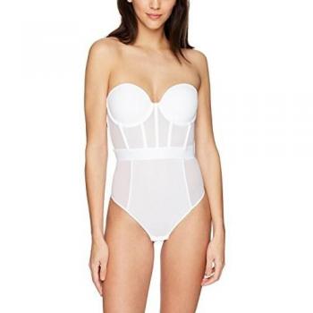 DKNY Women's Sheers Strapless Bodysuit, Dark White, 36B