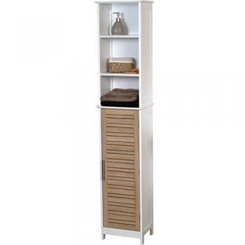 Stockholm High Bathroom Cabinet with 6 Shelves and Door, Water-Resistant Wooden Storage Unit 35x26x173cm