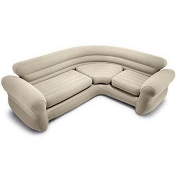Intex 68575N, Sofá rinconera hinchable, 257x203x76 cm, color crema, three_seats, pvc - 97%; rayon - 3%