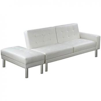 vidaXL Sofá cama reclinable de piel sintética, Blanco