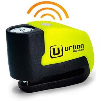 URBAN UR6 Candado Moto Disco con Alarma 120db ON/OFF, Sensibilidad A+ Función Warning, Módulo Remplazable Más Impermeable con Pila Litio Larga Duración, Recordatorio Electrónico, Se puede transportar con soporte, Candado Moto con Alarma Universal Mot