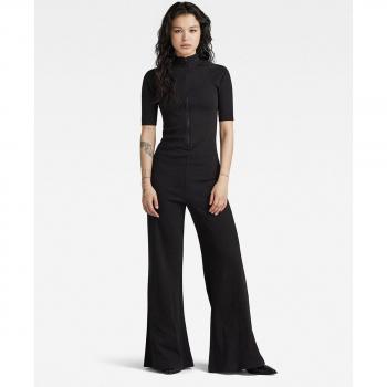 G-Star Raw Mono Wide Leg de mujer ajustado y manga semicorta, color negro