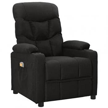 Sillón de masaje de tela negro Vidaxl, reclinable, con función de masaje y tapizado en tela