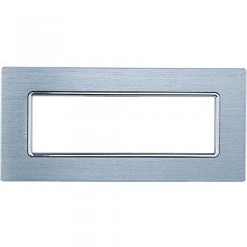 Placa de Aluminio 6 Postes Color Plata Brillante Serie Solar Compatible con Bticino Matix