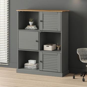 Librería VIGO 90x35x114,5 cm madera maciza de pino gris